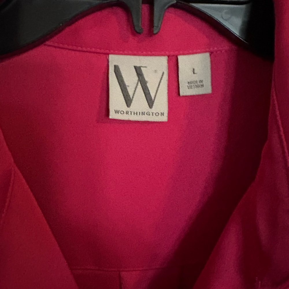 ‼️SOLD DOING LIVE 04/07/26‼️Worthington Fuchsia Button-Front Wrap Dress Large - Picture 4 of 10